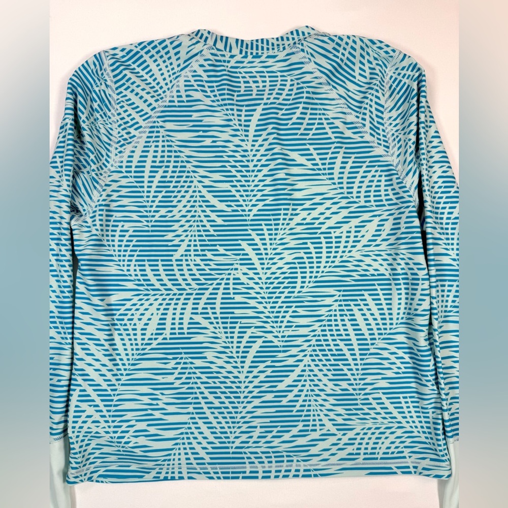 ATHLETA GIRL Blue Long Sleeve Rash Guard Swim Shirt Geometric Print Girls XL 14 - Picture 7 of 12